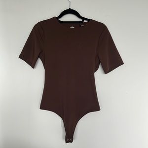Express Body Contour Chocolate Brown Short Sleeve Bodysuit